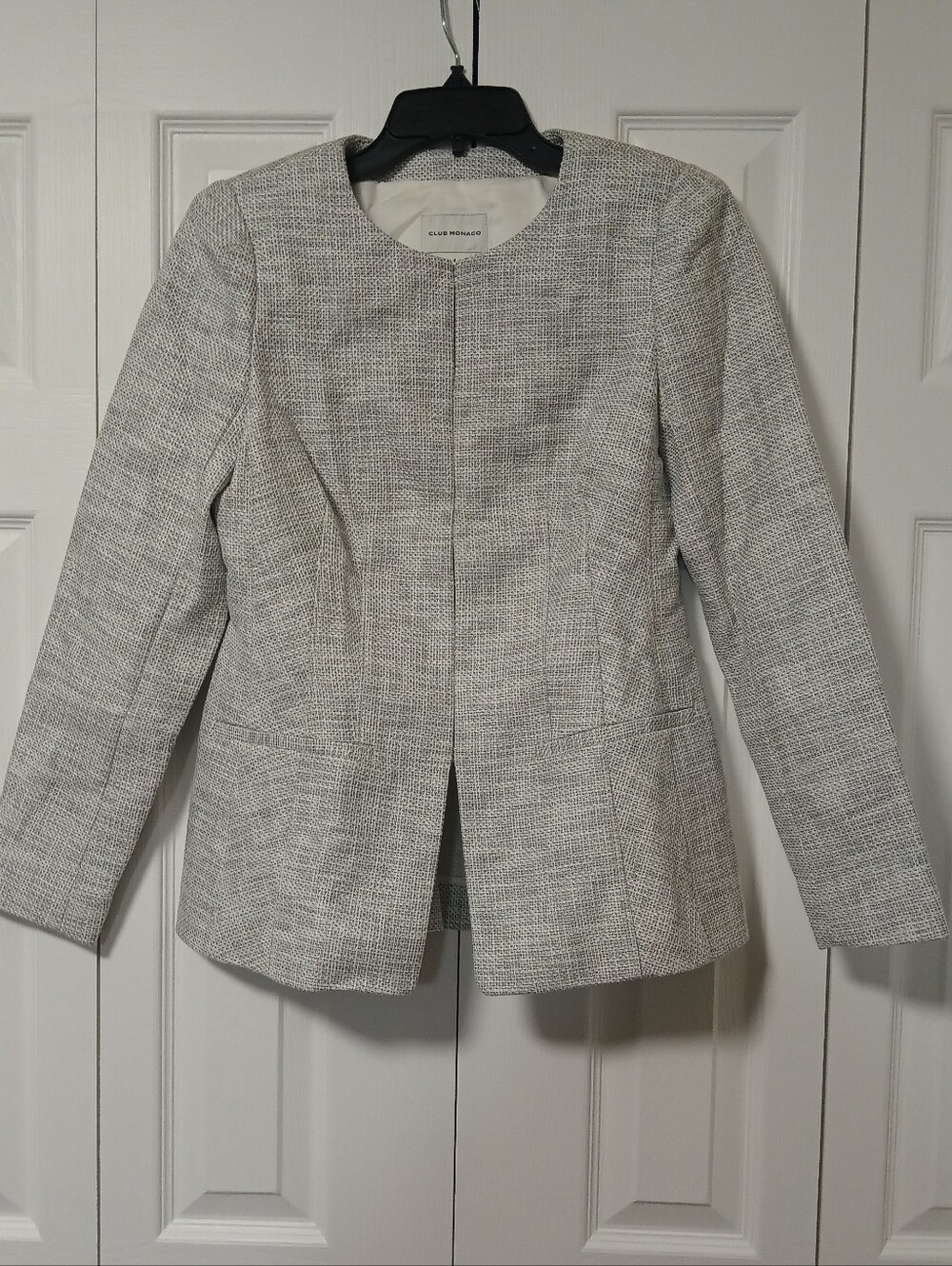 Club Monaco Fadora Jacket Collarless Textured Blazer